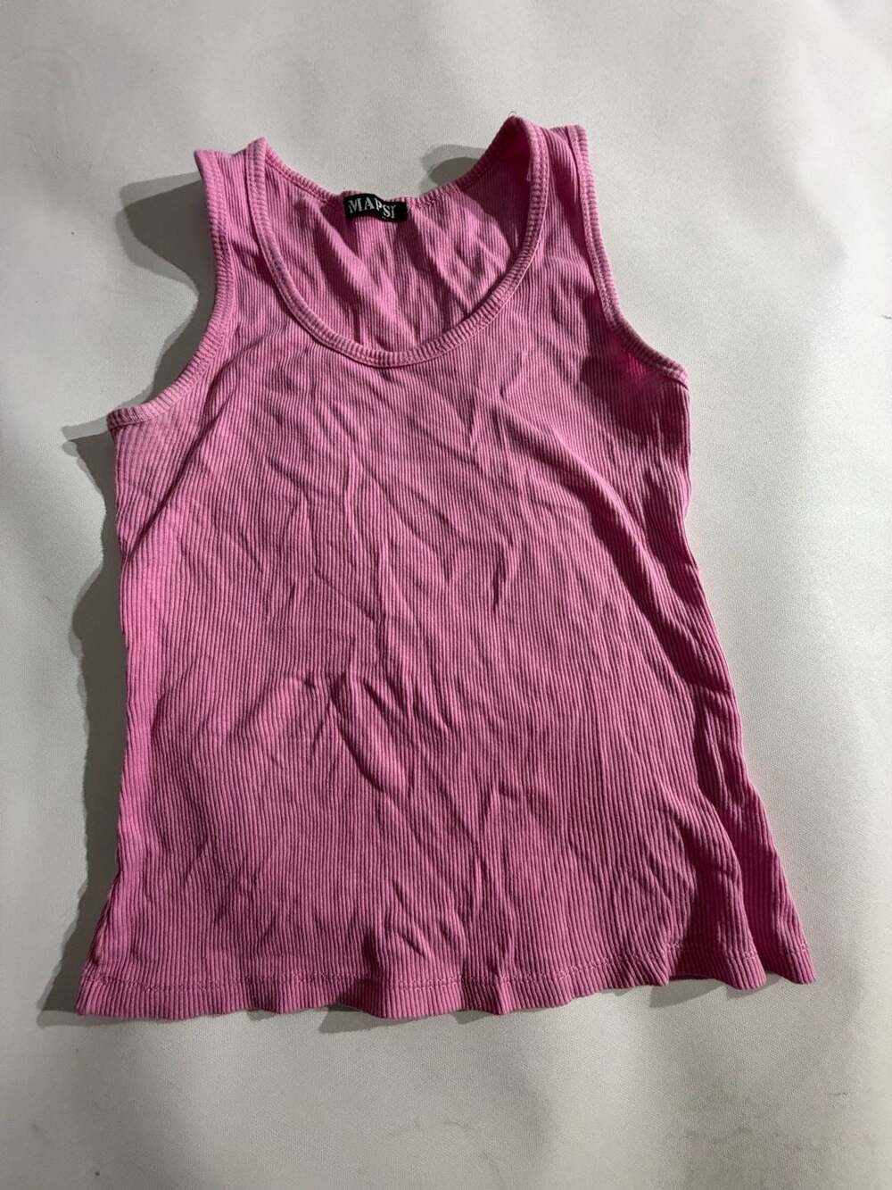 MAPSI Pink Ribbed Sleeveless Tank Top Womens One Size